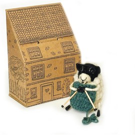 Sew Heart Felt l Hand Felted Knitting Nora Sheep l Organic Wool l Hand Made Home Decor l Natural Fibres l Fair Trade l Plush Novelty Animal Ornament