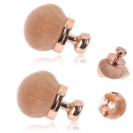 2 Stück Make Up Pinsel Groß, Schminkpinsel Groß Puder, Selbstbräuner Brush, Ovaler, Weiches, Kosmetikpinsel für Kabuki Foundation, Rouge, Körper, Bronzer, 7.4cm (Rosegold)