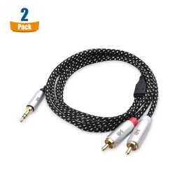 Cable Matters 2-Pack RCA to 3.5mm Stereo Audio Cable 3 Feet (RCA to Aux Cable, 3.5mm to RCA Cable, Aux to RCA Cable) in Black