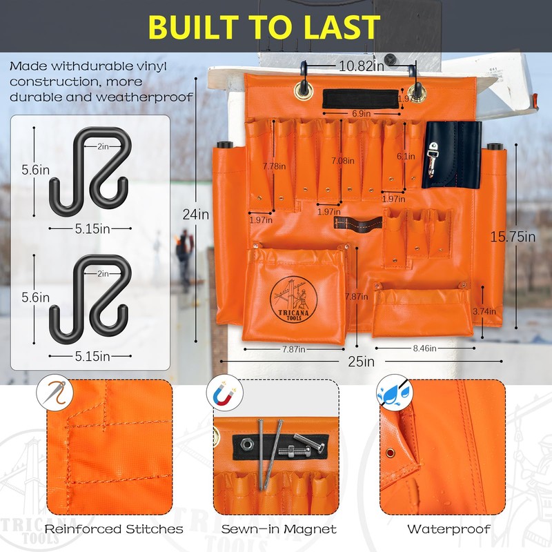 Lineman Tool Board, Aerial Apron w/Magnet, Bucket Truck Tools Organizer