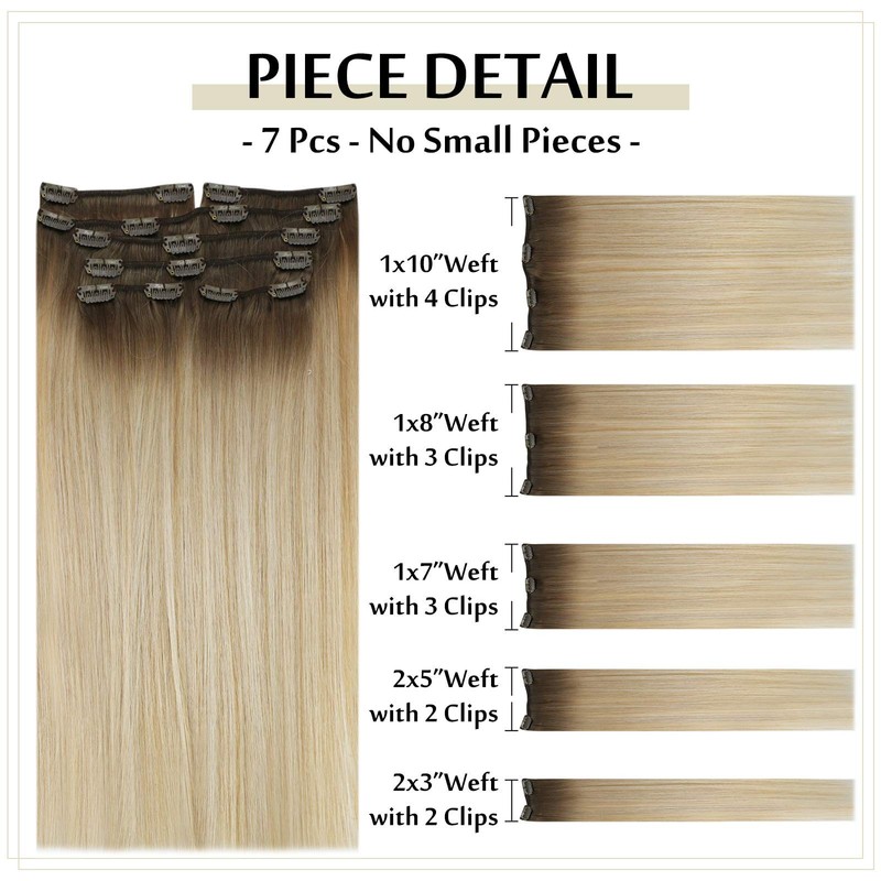 Full Shine Clip in Hair Extensions Real Human Hair Extensions