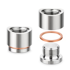 ERGAOBOY 2PCS 304 Stainless Steel M18 X 1.5 O2 Oxygen Sensor Bung, Notched Style Mounting Bungs and Plugs，Weld Bung with 2PCS Gasket