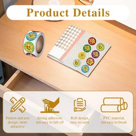 500pcs Reward Stickers for Children, Star Smiling Face Stickers Roll, 8 Design Well Done Stickers, Teacher Stickers, Colourful Reward Star Stickers for Children Behaviour, Incentives Stickers