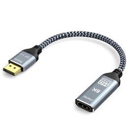 DGHUMEN 8K DisplayPort 1.4 to HDMI 2.1 Adapter 8K 60Hz / 4K 120Hz Unidirectional DP to HDMI Adapter (Male to Female), for Laptop, PC, RTX 5080/4090,RX 7900/6900 and More