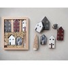 Creative Co-Op Hand-Painted Pine Wood House Village with Sisal and