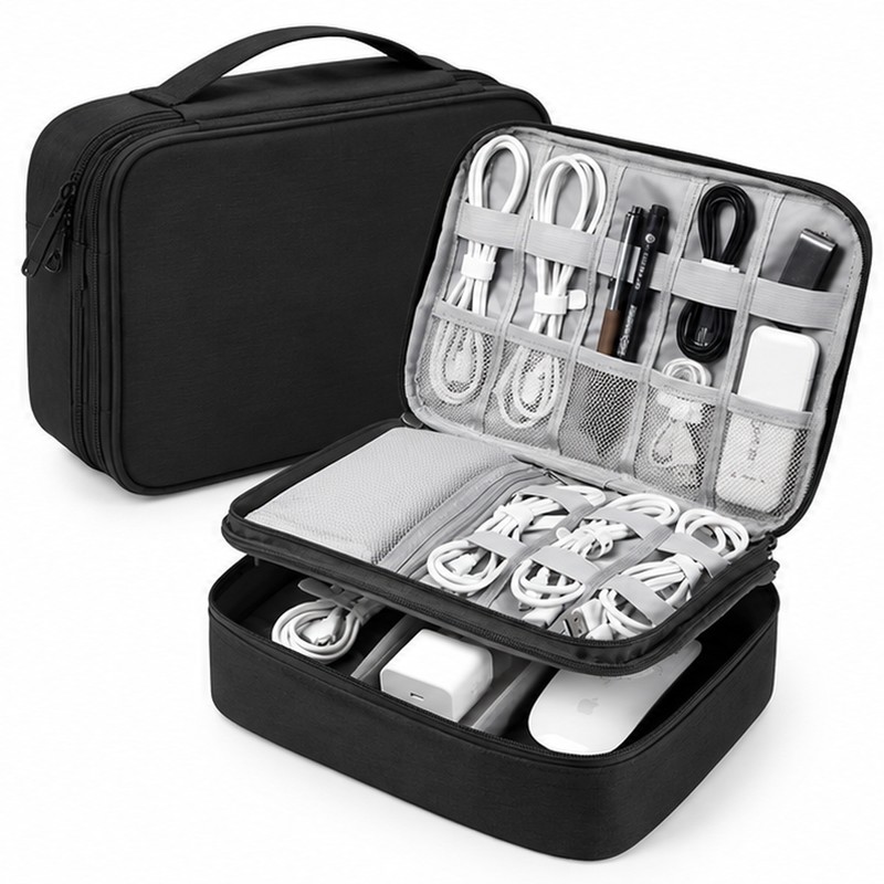 Travel Electronics Organizer Bag for Cables and Chargers – Waterproof