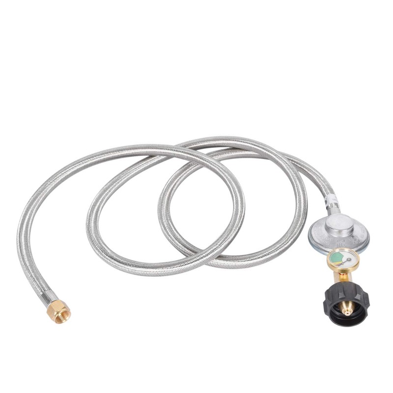 GasSaf 6FT Propane Regulator Hose with Gauge, Grill Regulator Hose