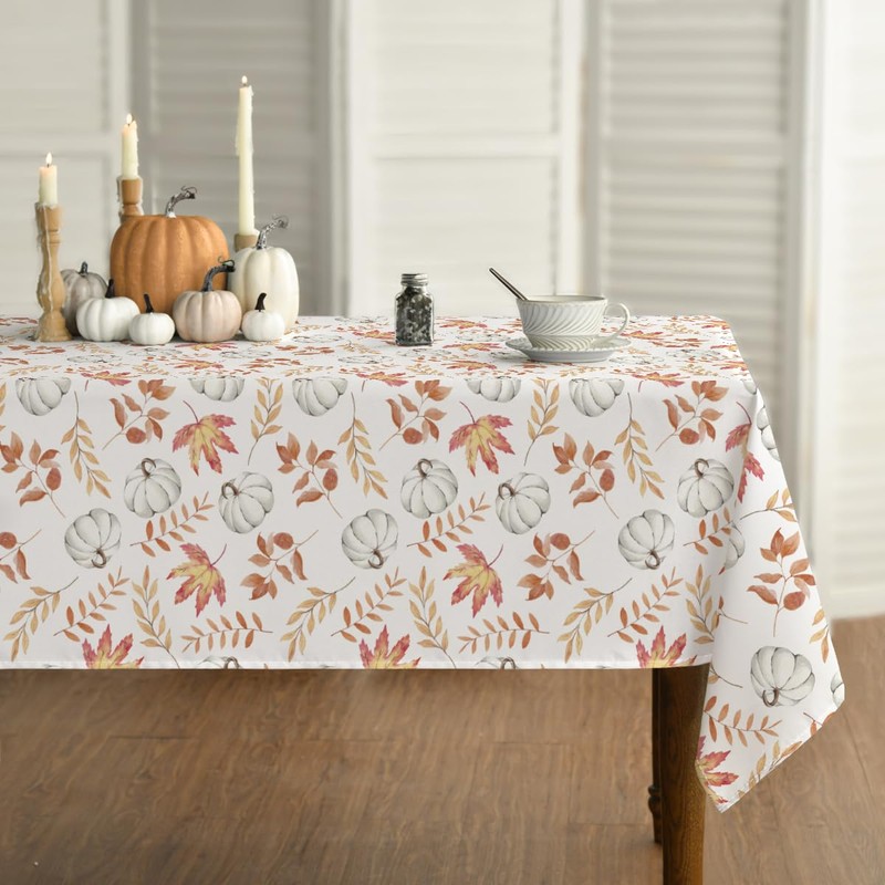 Artoid Mode Orange Pumpkins Leaves Autumn Table Cloth, Rectangular 140x200