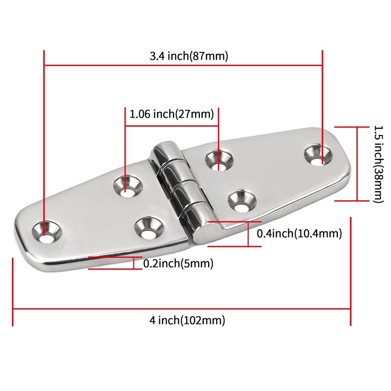 Laorde 316 Stainless Steel Boat Hinges Marine Grade 4 inch