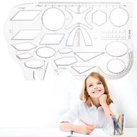 Multifunctional Geometric Ruler, Flexible Plastic Drawing Ruler, Transparent, Multi-Purpose Drawing Stencil, Measuring Tool, Design Ruler, School Office Supplies, Office Items, Measure
