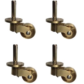 Antique Solid Brass Caster with 25mm Wheel,Moving Castor Wheels,360° Swivel Caster,Vintage Castors for Furniture,Screw Style Fitting,Polished Brass,150kg Load Capacity,Set of 4