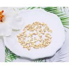PPhtony Small Moon Charms Metal Vintage Pendant Charm Bead for Bracelet Earring Necklace Keychain Jewelry Making Cards Tags Crafting Supplies, 50PCS (KC Gold)