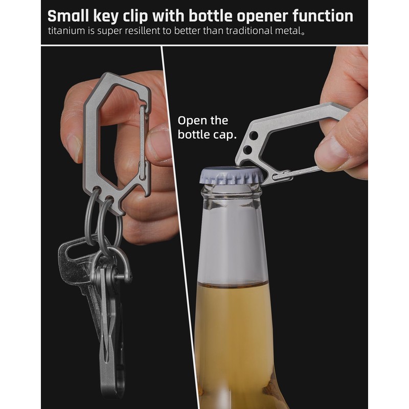 TISUR Titanium Key Ring Clip, Carabiner Keychain Spring Snap Hook