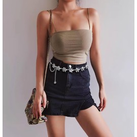 Eyraevor Gold Silver Waist Chain Belt for Dress Women Leaves Chain Belly Chain Belt for Dress Body Jewelry