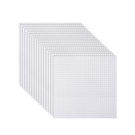 LVHERO Classic Baseplates Building Plates for Building Bricks 100% Compatible with All Major Brands-Baseplate, 10" x 10", Pack of 16 (White)