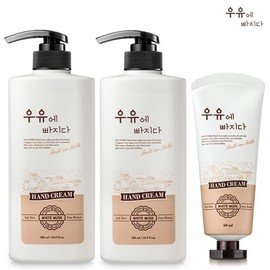 Falling in Milk High-Moisture Large Capacity Hand Cream 500ml (2) + 60ml (1) / Moisturizing, No Stickiness... Phew... / 우유에 빠지다 고보습 대용량 핸드크림 500ml 2개+60ml 1개  보습 끈적임X 휴...