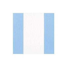 Caspari Bandol Stripe Paper Cocktail Napkins in Light Blue, Pack of 20