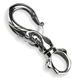 Silver KYASYA Stainless Steel Key Chain Clip Key Chain Skull Skull Key Hook Men's Accessories, Silver