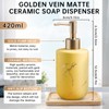 Gold Soap Dispenser Bathroom,Hand Soap Dispenser with Marbling,Soap Dispenser Ceramic