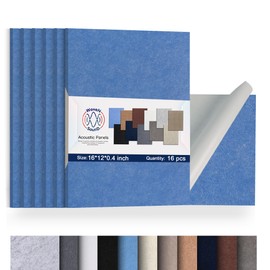 Woven Sound Large Acoustic Panels, High Density, Sound Dampening, Decorative Noise Blocker Felt Wall Tiles for Ceilings, Home Office & Gaming Room (Sky Blue), 16x12x0.4 Inch