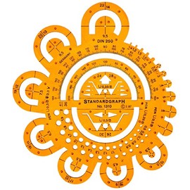 Circle Arc Radius Shapes Template Stencil for Technical Drawing Drafting with Protractor and Surface Roughness Symbols