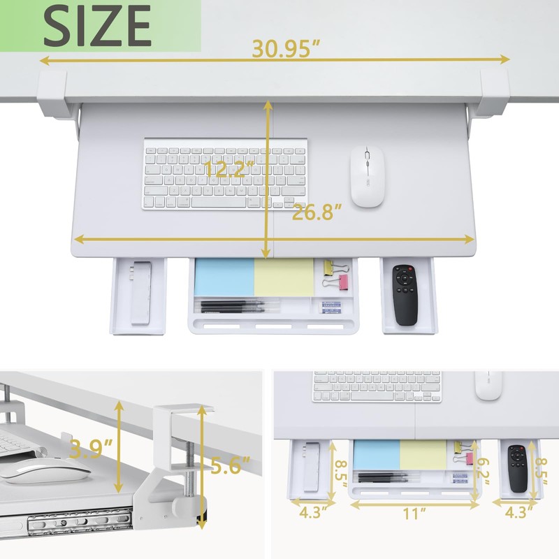 ETHU Keyboard Tray Under Desk, Pull Out Keyboard & Mouse