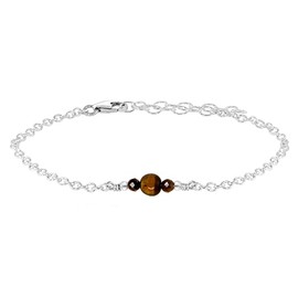 Tigers Eye Dainty Bracelet in Sterling Silver