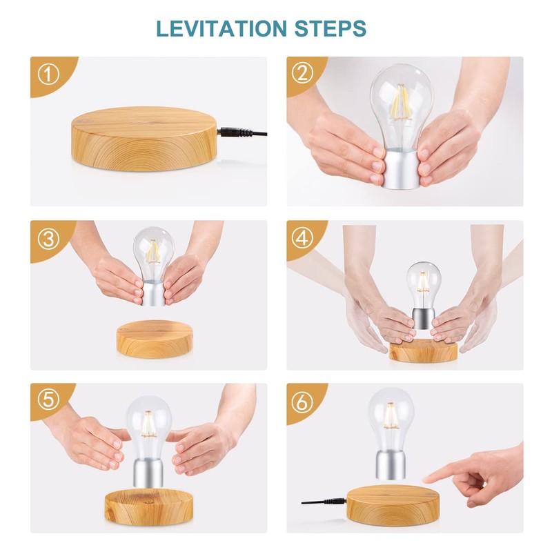 UVEHAS Levitating Light Bulb, Floating Rotating LED Bulb Lamp, Touch