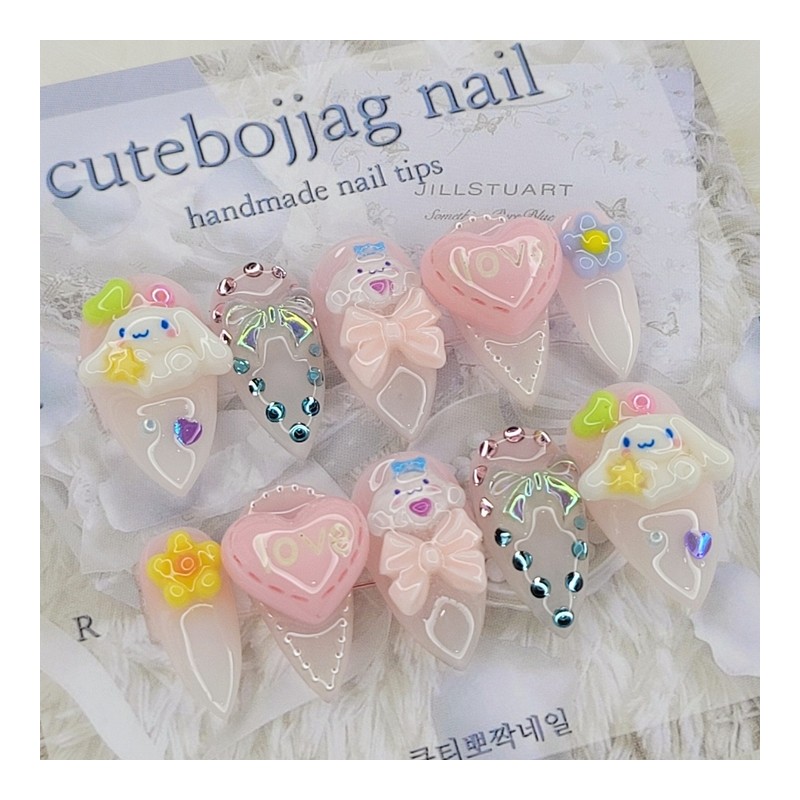 Mongsil Doll Handmade Nail Tips - Lipstick / 몽실인형 수제네일팁