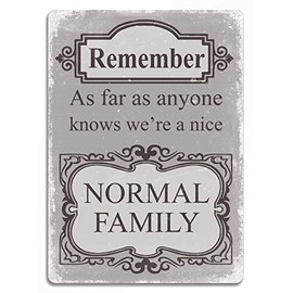 Slogan"Remember.Normal Family" Quote Grey Metal Wall Sign Plaque Art Inspirational