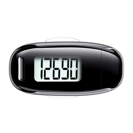 3D Pedometer for Walking, Simple Walking Step Counter with Removable Clip and Strap, USB Rechargeable Step Tracker with Backlight, Accurate Step Counter for Men Women Seniors - Black