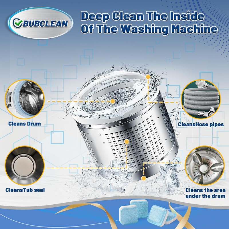 BUBCLEAN 24 pack Washing Machine Cleaner Descaler, Deep Cleaning Tablets