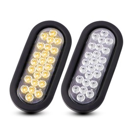 MADCATZ (Pack of 2) 6 Inch Oval Clear Lens Amber LED Turn Signal Marker Tail Lights 24 Diodes F3 Piranha for Trailer Truck Lorry Bus Boat Flush Mount 12V DC OA12
