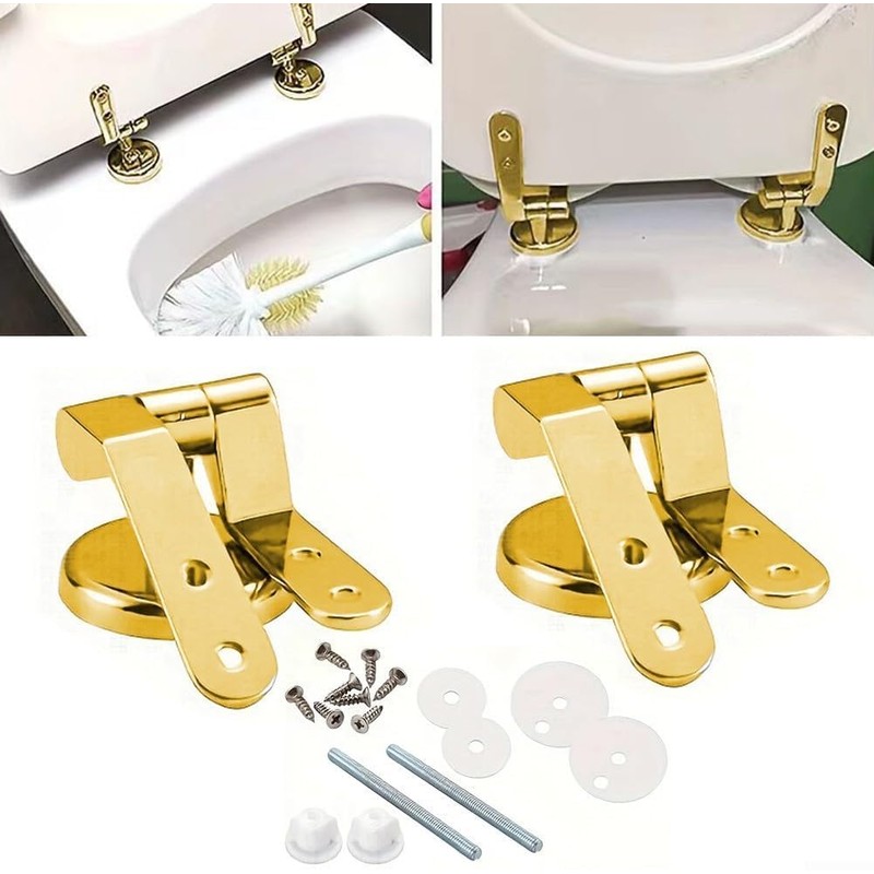 Loszaral Toilet Seat Hinges Replacement, Gold Toilet Seat Hinges, Long