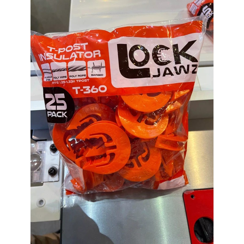 LockJawz Electric Fence T Post Insulators (25)pk - Orange (T-360)