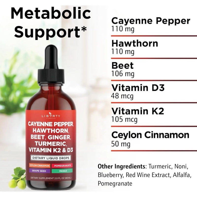 Clean Nutraceuticals Liberty Lifestyle Cayenne Pepper Supplement Liquid Drops +