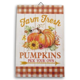 Autumn Harvest Country Style Hanging Rectangular Sign - Approximately 8.5 x 13 Inches (Farm Fresh Pumpkins)