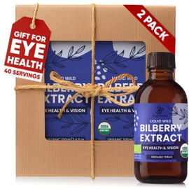 Grandpa Birthday Gifts From Granddaughter - Wild Bilberry Extract USDA Organic 2x3.4oz Bottle of Liquid Bilberry Gift for Grandpa Health and Wellness Gifts for Eyes High Bioavailability Liquid Extract