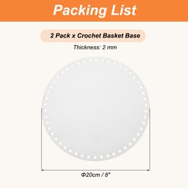 PATIKIL 8 x 8 Inch Crochet Basket Base, 2 Pcs Acrylic Round Bag Making Supplies Purse Bottoms Shaper Weaving Knitting Kit for Crochet Shoulder Bag Handbag Purse Craft
