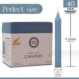 Raajsee Pack of 40 Sky Blue Candles | 4" Tall Unscented Mini Taper Candles - Perfect for Witchcraft, Rituals, Spells, Prayer, Meditation, Home Decor, Party Decor Chime Candles.