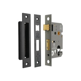 Infinity Decor Fire Rated Aged Bronze Euro Profile Mortice Sash Lock CE Approved Cylinder Keyhole Security 65mm for Internal and External Doors (Matt Black)