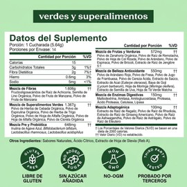 Bloom Nutrition Super Greens, Polvo de Jugo Verde Suplemento con Probióticos, Prebióticos, Fibra, Enzimas Digestivas, Superfoods y Antioxidantes Sin Azúcar Añadida Sabor Mango - 14 Sobres
