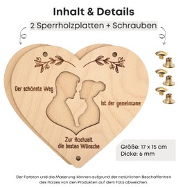 ZUKLA Packaging for Money Gifts for Weddings - Wedding Money Gift Packaging Wood - An Original Idea to Give Money - Gift Wedding - Pair