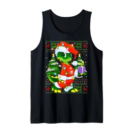 Alligator Christmas Lights Santa Costume Ugly Xmas Sweaters Tank Top