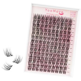 YOONOYA Wispy Lash Clusters 140 Pcs 16mm Mix Eyelash Clusters C Curl Cluster Eyelash Extensions Natural Wispy Cluster Lashes Reusable Individual Invisible Band Lash clusters (QX-16mm)
