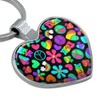 Groovy Hippie Peace and Love Pattern Keychain Heart Love Metal