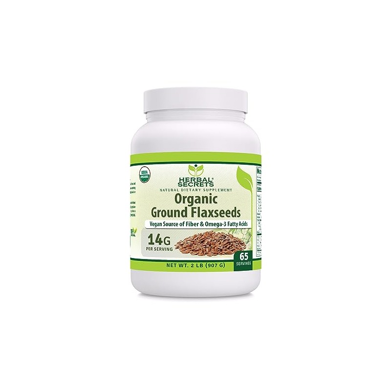 Herbal Secrets USDA Organic Ground Flaxseeds 2 Lbs Powder |