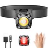 WAIORD Rechargeable Headlamp with Cob LED Light, 600 Lumens Small