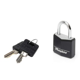 Master Lock 9130EURDBLK Aluminium Key Padlock with Vinyl Cover, Black, 3 x 5.2 x 1.6 cm