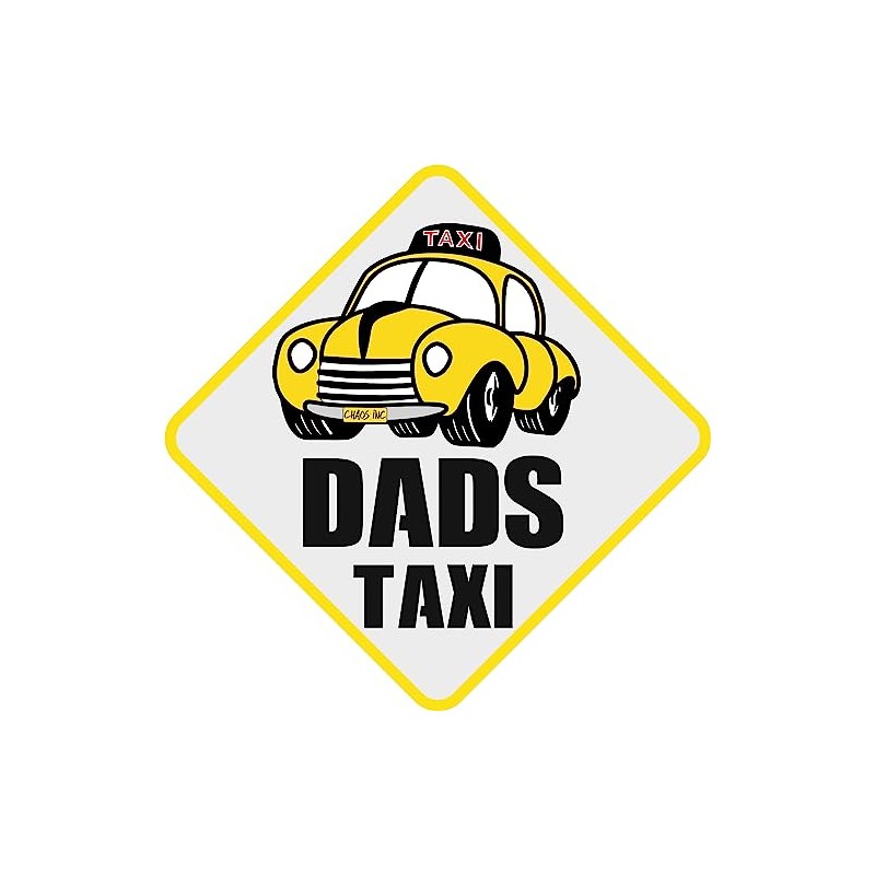 Generic Dads Taxi Car Sticker, Yellow, Vinyl, Cartoon Style, Waterproof,